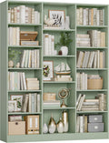 Triple Wide Bookshelf, Large Bookshelf with 17 Display Shelves | 74'' Tall Bookcases and Bookshelves, 58.7'' Extra Wide Book Shelves, 5/6 Tier Shelves for Living Room, Office, Library, Green