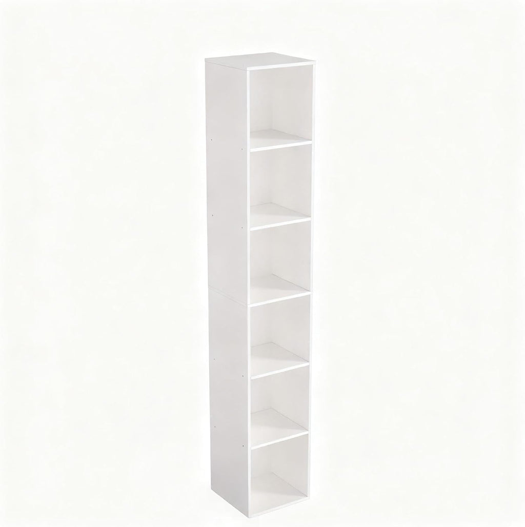 White Cube Shelf, 5 and 6 Cube Storage Organizer, 5 and 6-Tier Freestanding Low Bookshelf, Modern Cube Shelf 
