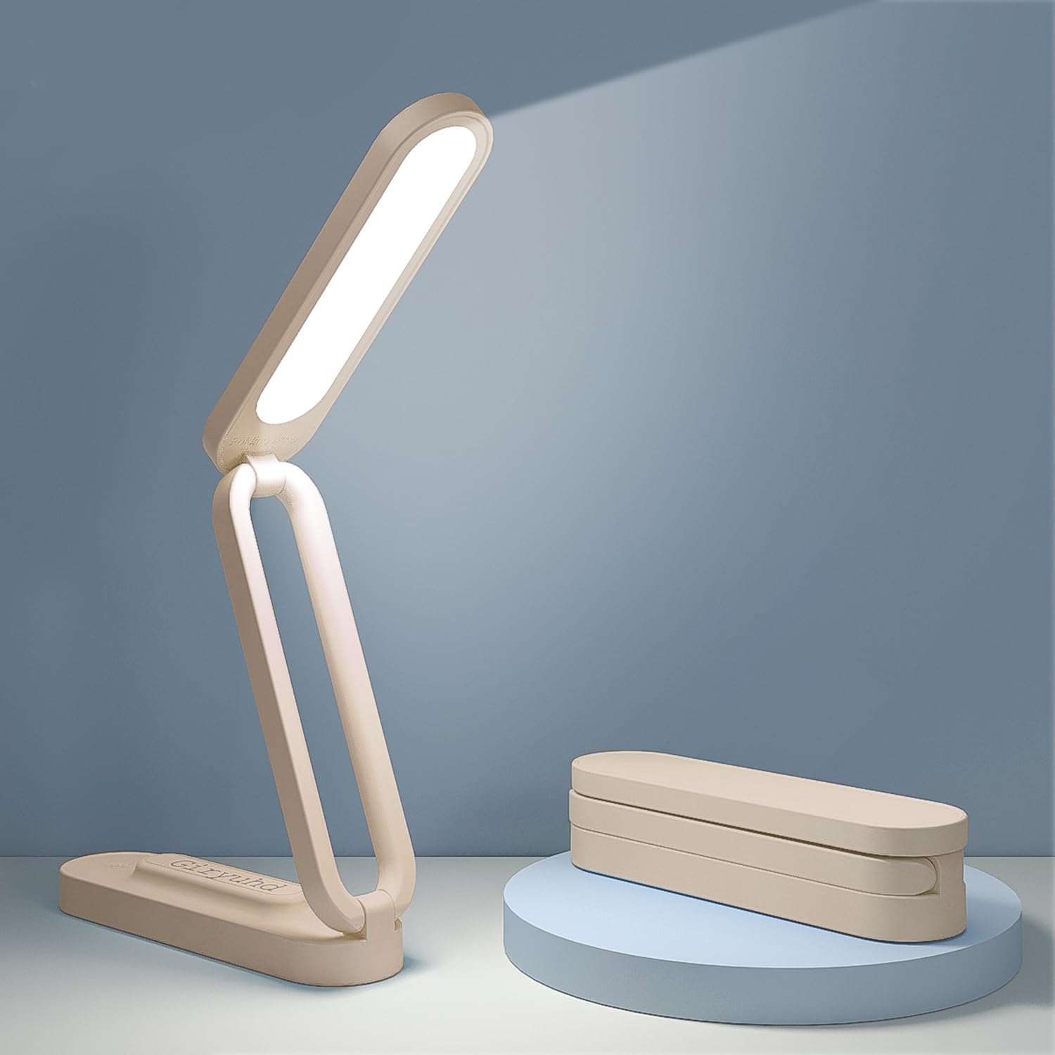 LED Desk Lamp for Office Home & Battery Operated Lamp Rechargeable Lamp Foldable & Portable Light, LED Desk Light Strip, 3 Brightness Dimmable Small Desk Lamp Wireless Reading Lamp (White)