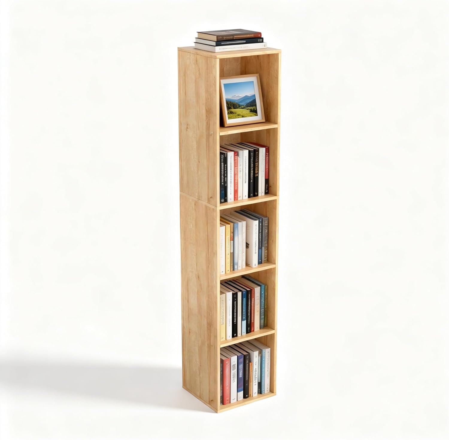 White Cube Shelf, 5 and 6 Cube Storage Organizer, 5 and 6-Tier Freestanding Low Bookshelf, Modern Cube Shelf 
