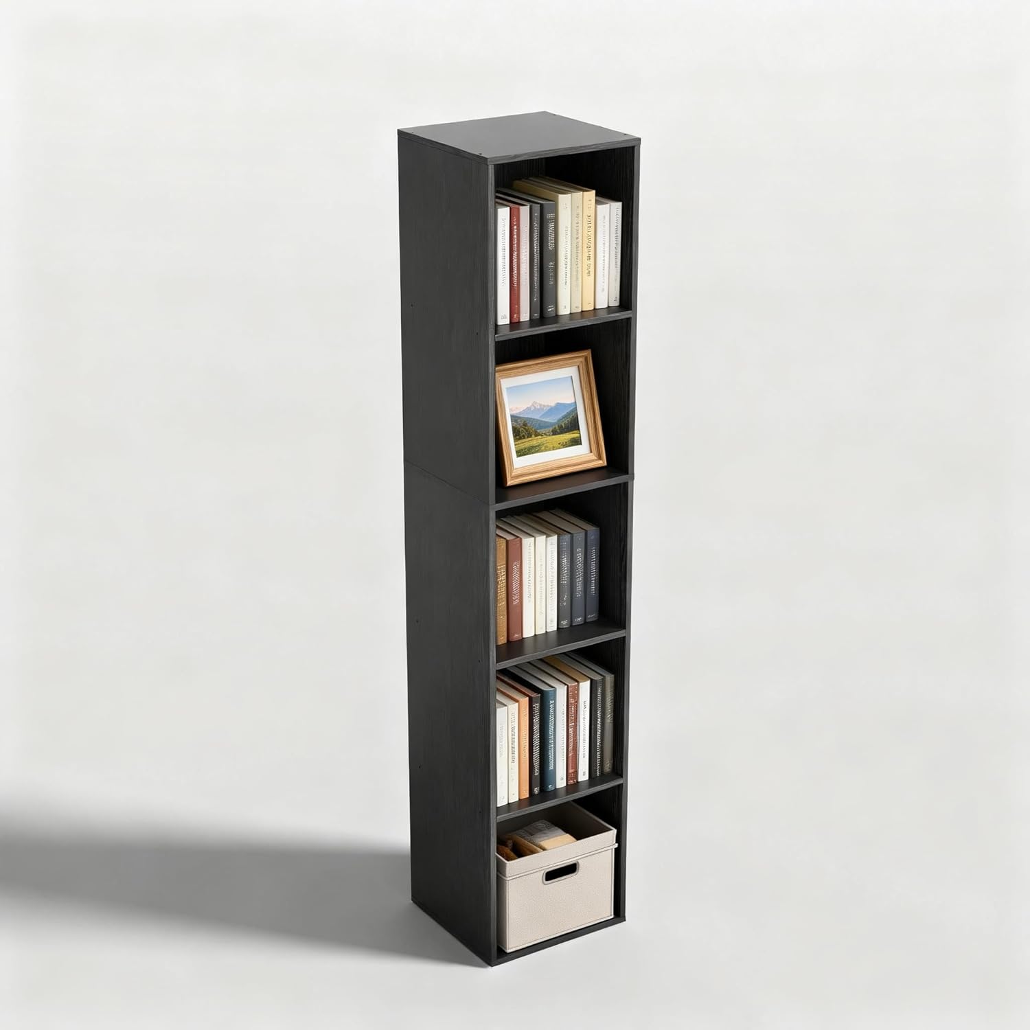 White Cube Shelf, 5 and 6 Cube Storage Organizer, 5 and 6-Tier Freestanding Low Bookshelf, Modern Cube Shelf 