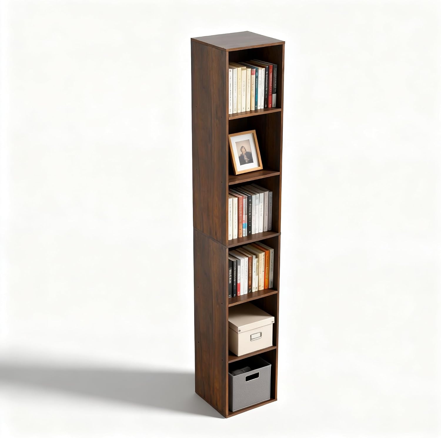 White Cube Shelf, 5 and 6 Cube Storage Organizer, 5 and 6-Tier Freestanding Low Bookshelf, Modern Cube Shelf 