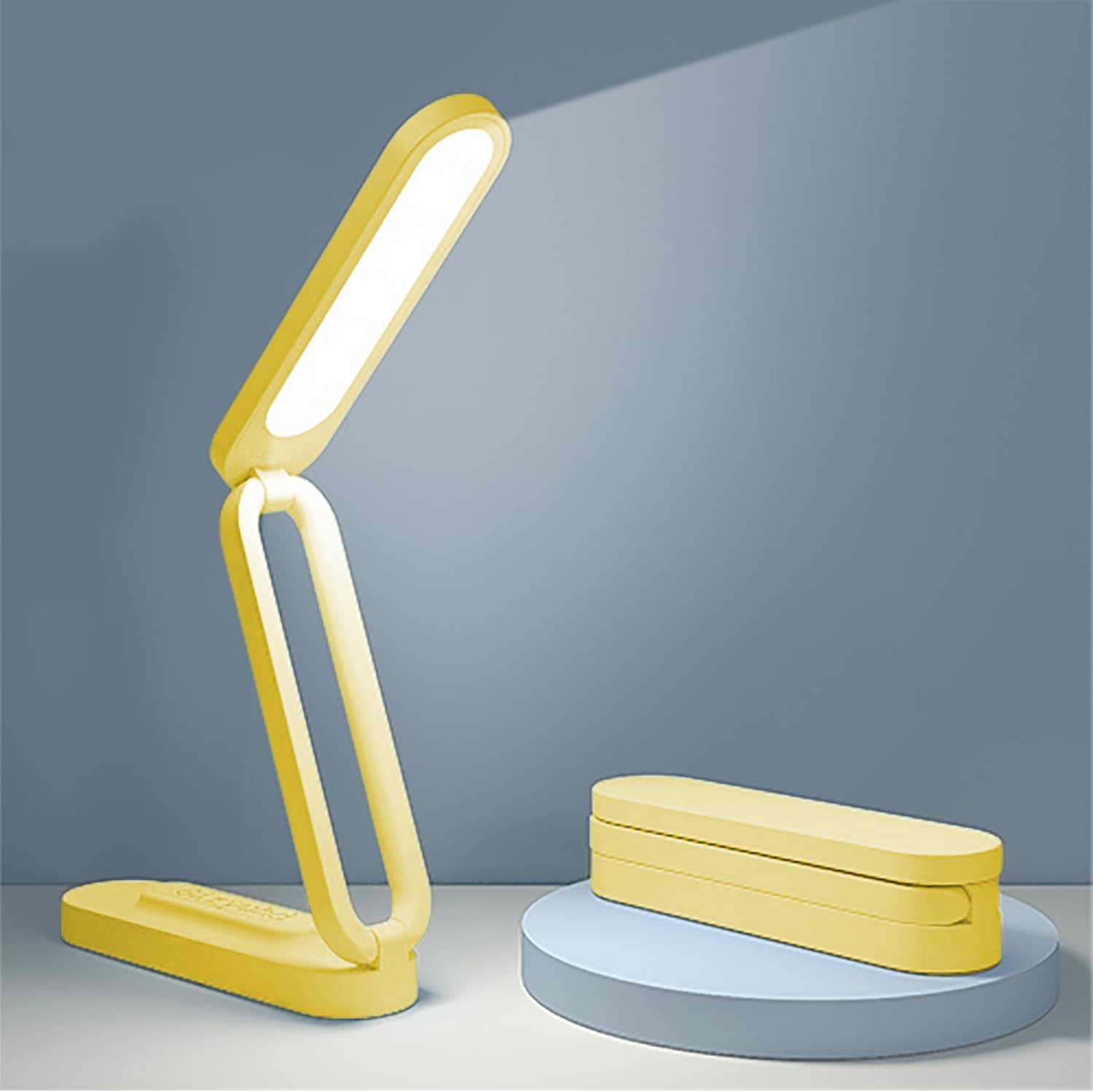 LED Desk Lamp for Office Home & Battery Operated Lamp Rechargeable Lamp Foldable & Portable Light, LED Desk Light Strip, 3 Brightness Dimmable Small Desk Lamp Wireless Reading Lamp (White)