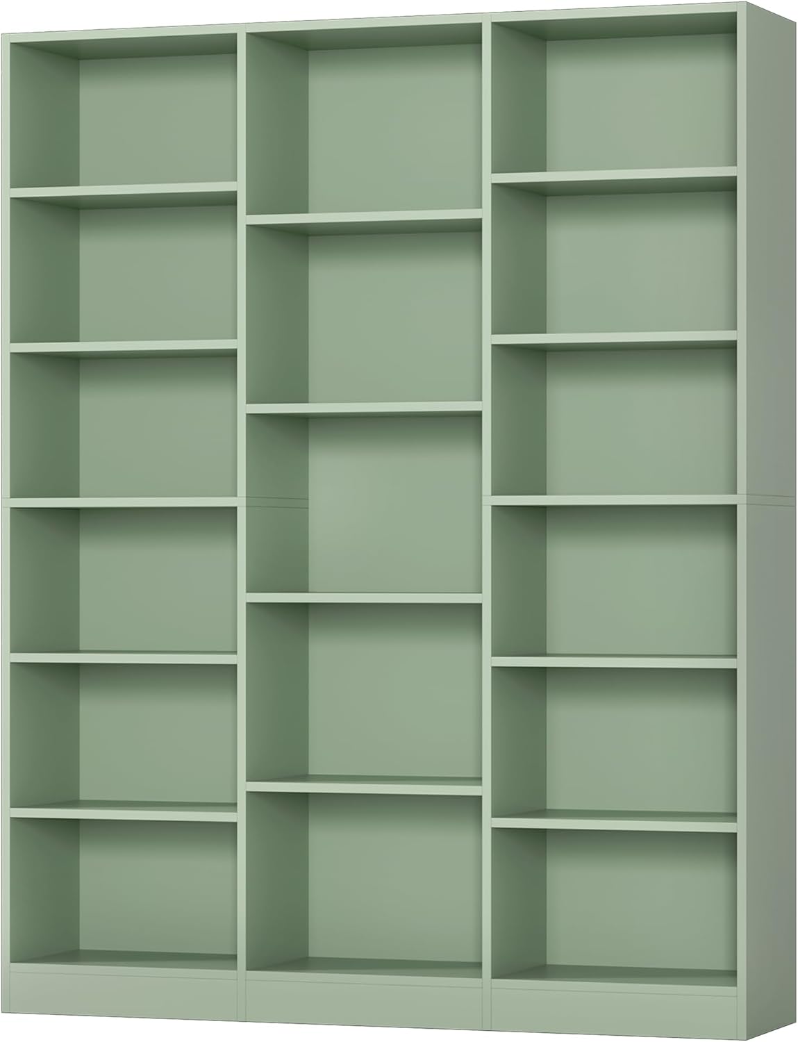 Triple Wide Bookshelf, Large Bookshelf with 17 Display Shelves | 74'' Tall Bookcases and Bookshelves, 58.7'' Extra Wide Book Shelves, 5/6 Tier Shelves for Living Room, Office, Library, Green