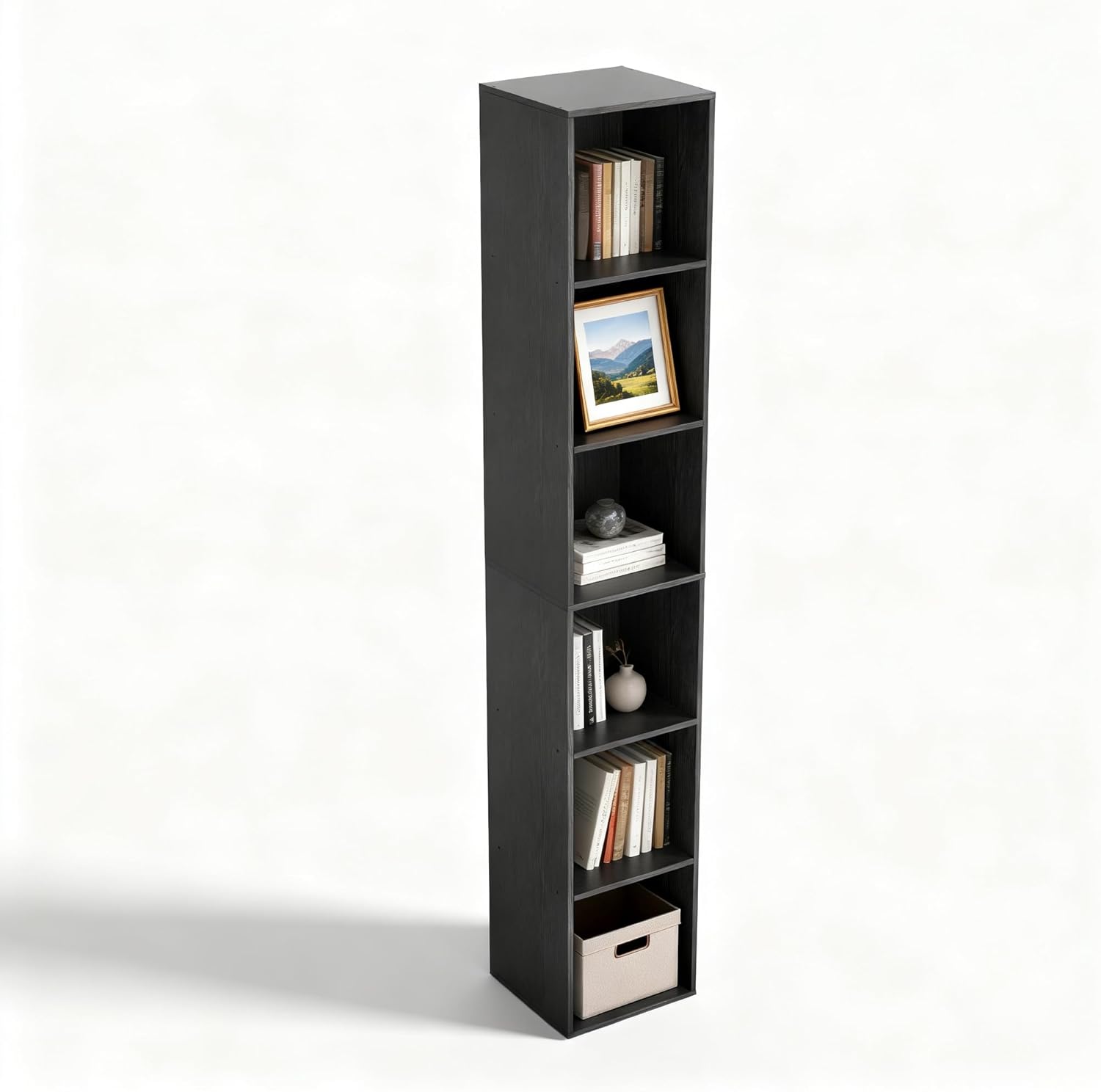 White Cube Shelf, 5 and 6 Cube Storage Organizer, 5 and 6-Tier Freestanding Low Bookshelf, Modern Cube Shelf 