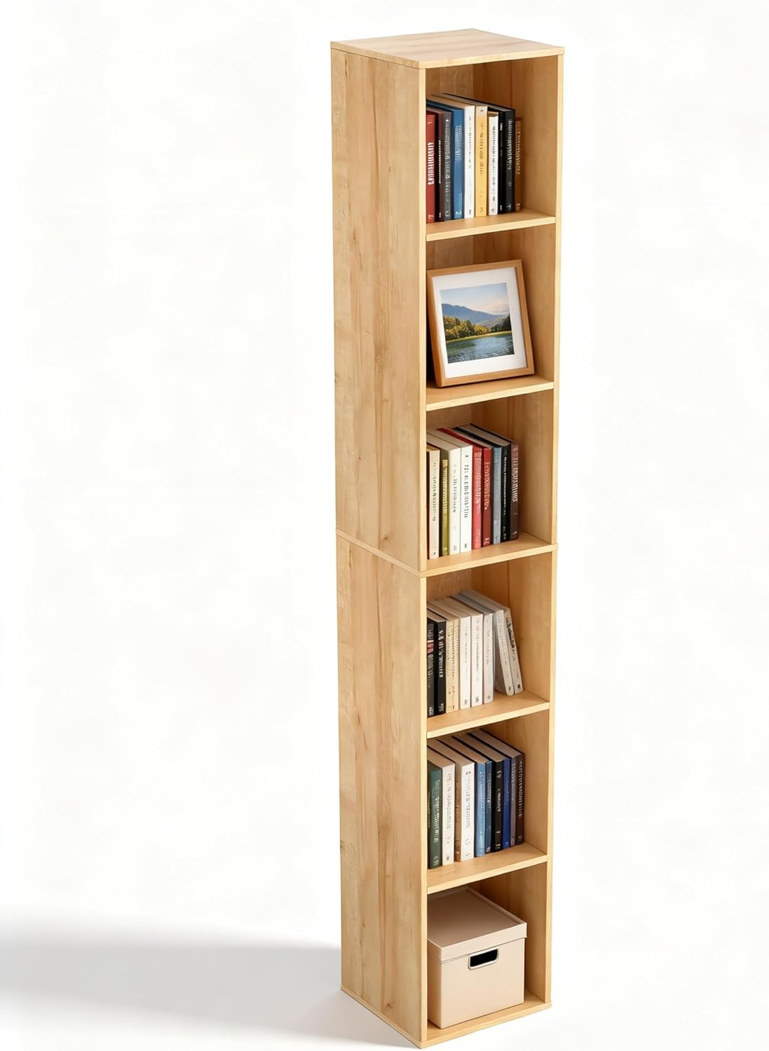 White Cube Shelf, 5 and 6 Cube Storage Organizer, 5 and 6-Tier Freestanding Low Bookshelf, Modern Cube Shelf 