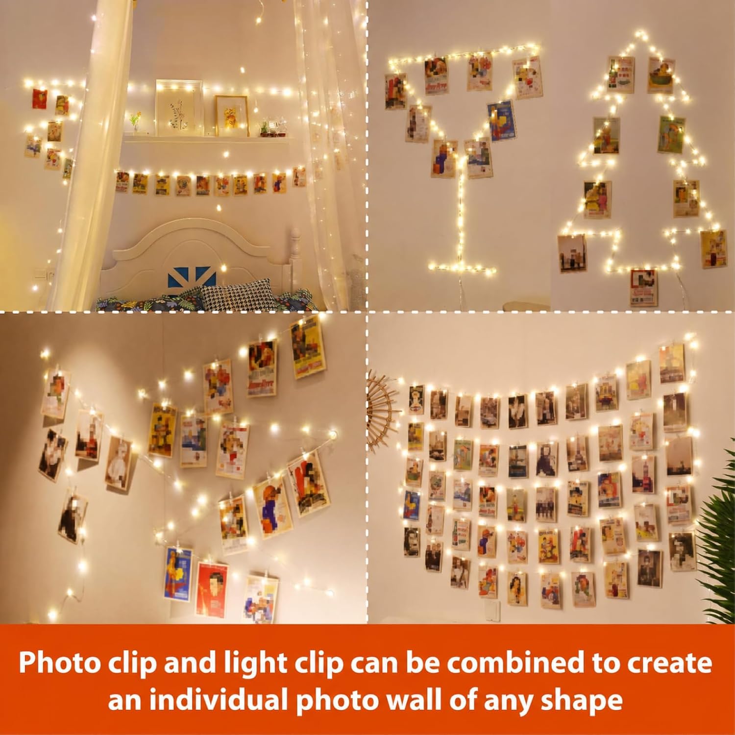 2pcs WOODEN Hanging Photo Display with LED lights