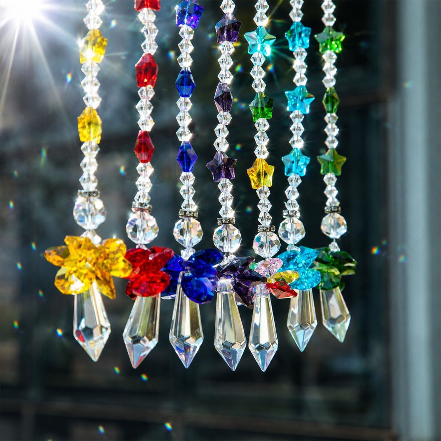 13Inch Crystal Leaf Suncatcher for Window Hanging Rainbow Maker Sun Catcher | Glass Wind Chimes Styles Crystal Prisms Sun Catcher 