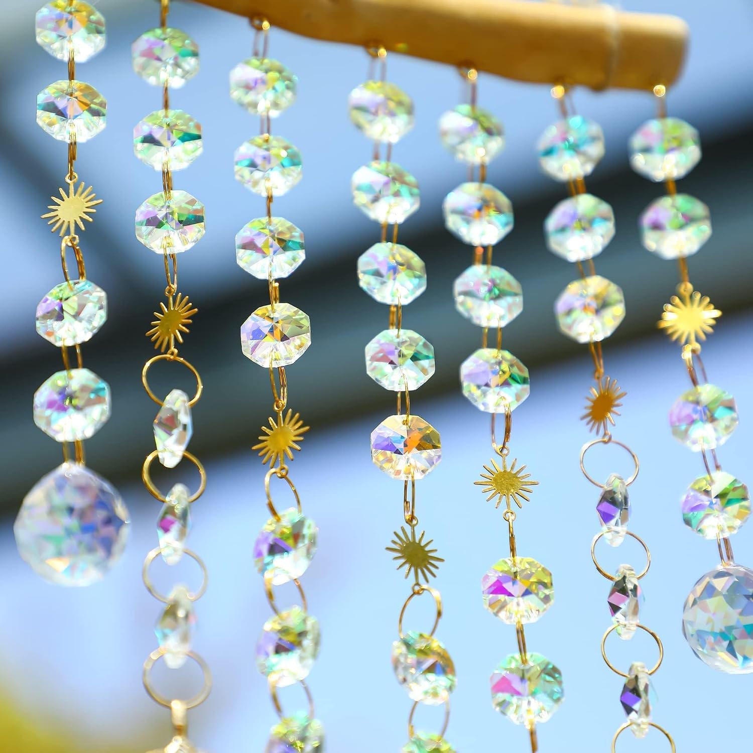 13Inch Crystal Leaf Suncatcher for Window Hanging Rainbow Maker Sun Catcher | Glass Wind Chimes Styles Crystal Prisms Sun Catcher 