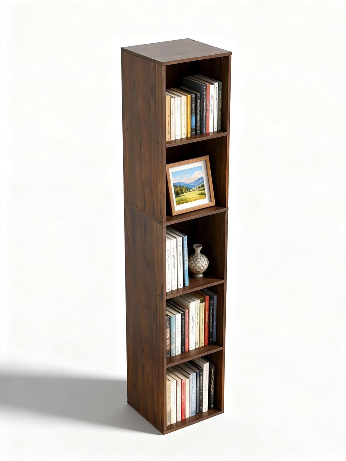 White Cube Shelf, 5 and 6 Cube Storage Organizer, 5 and 6-Tier Freestanding Low Bookshelf, Modern Cube Shelf 