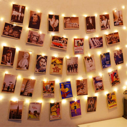 2pcs WOODEN Hanging Photo Display with LED lights