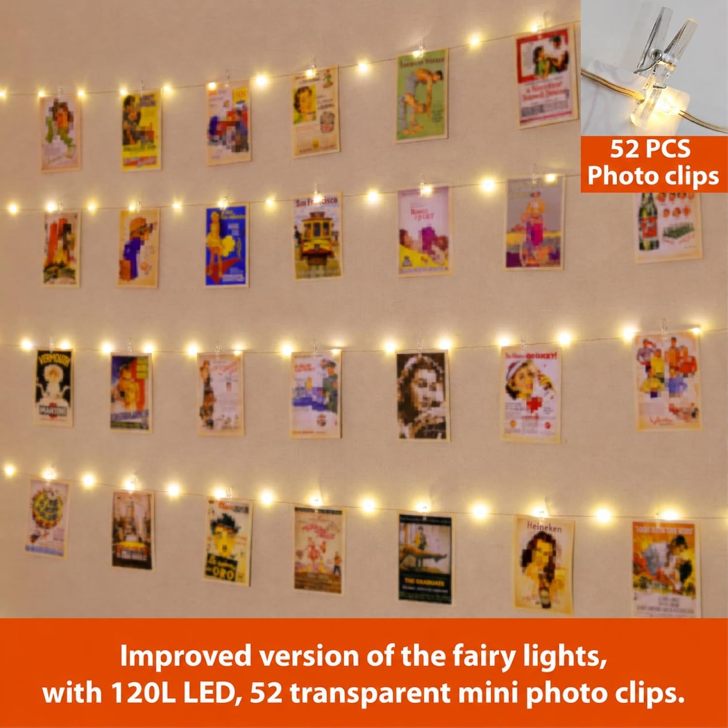 2pcs WOODEN Hanging Photo Display with LED lights