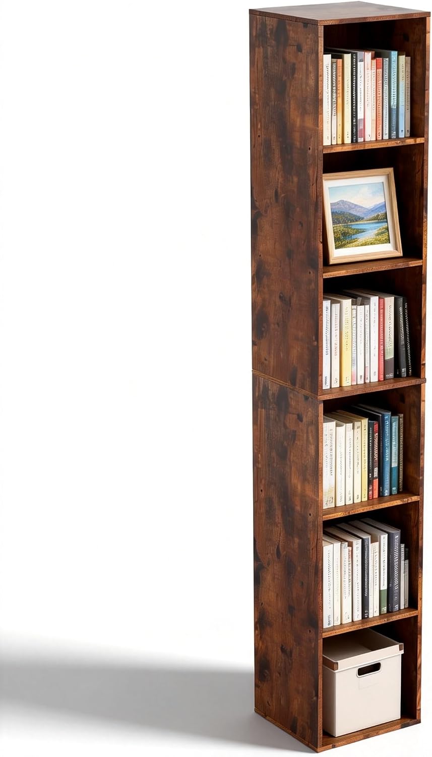 White Cube Shelf, 5 and 6 Cube Storage Organizer, 5 and 6-Tier Freestanding Low Bookshelf, Modern Cube Shelf 