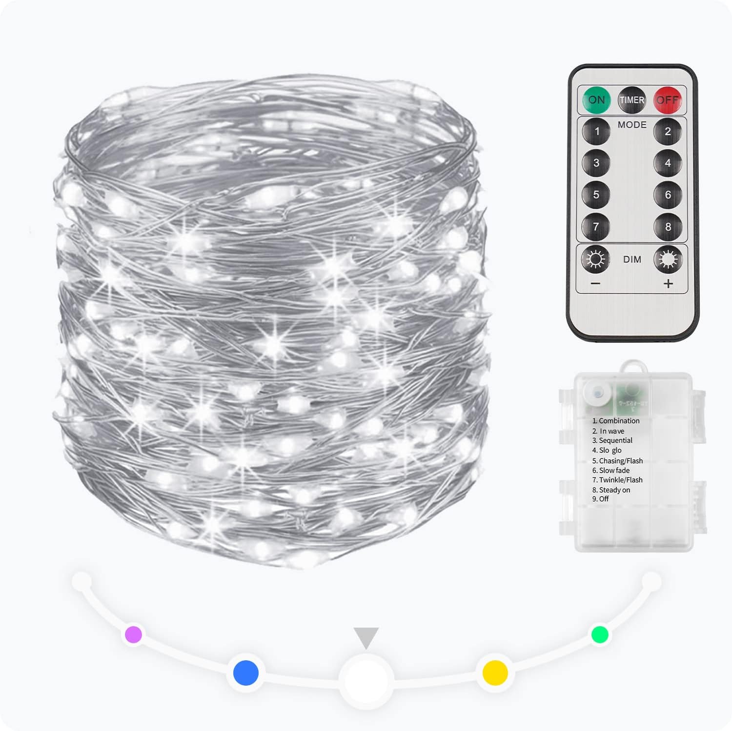 Fairy Lights | 33ft 100 LED. INDOOR/OUTDOOR Use. Includes remote