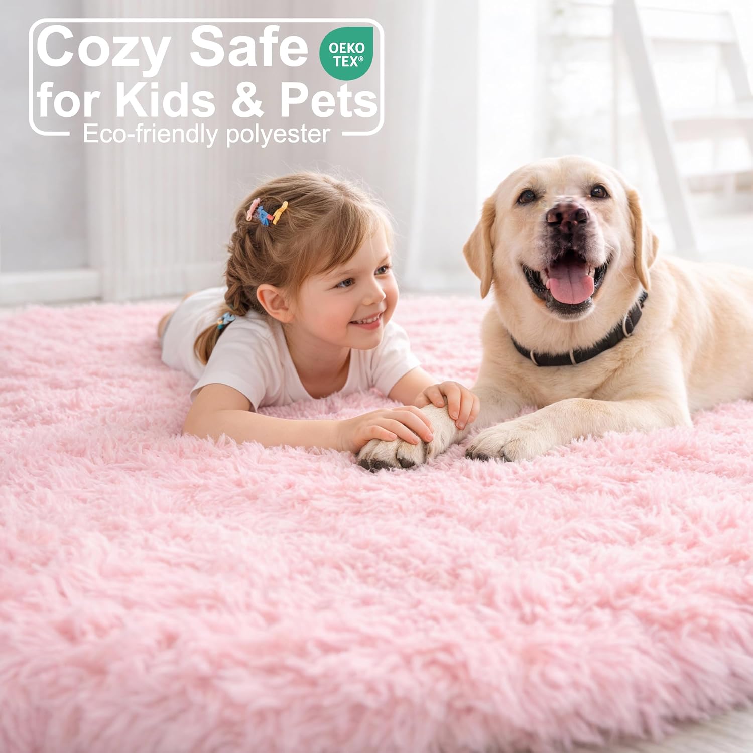 Pink Circle round Fluffy Area Rug 4Ft for Girls Bedroom Kids Room | Fuzzy Shag Plush Furry Carpet, Nursery Classroom Dorm Office Playroom Decor, Cute Princess Aesthetic, Baby Toddler Corner