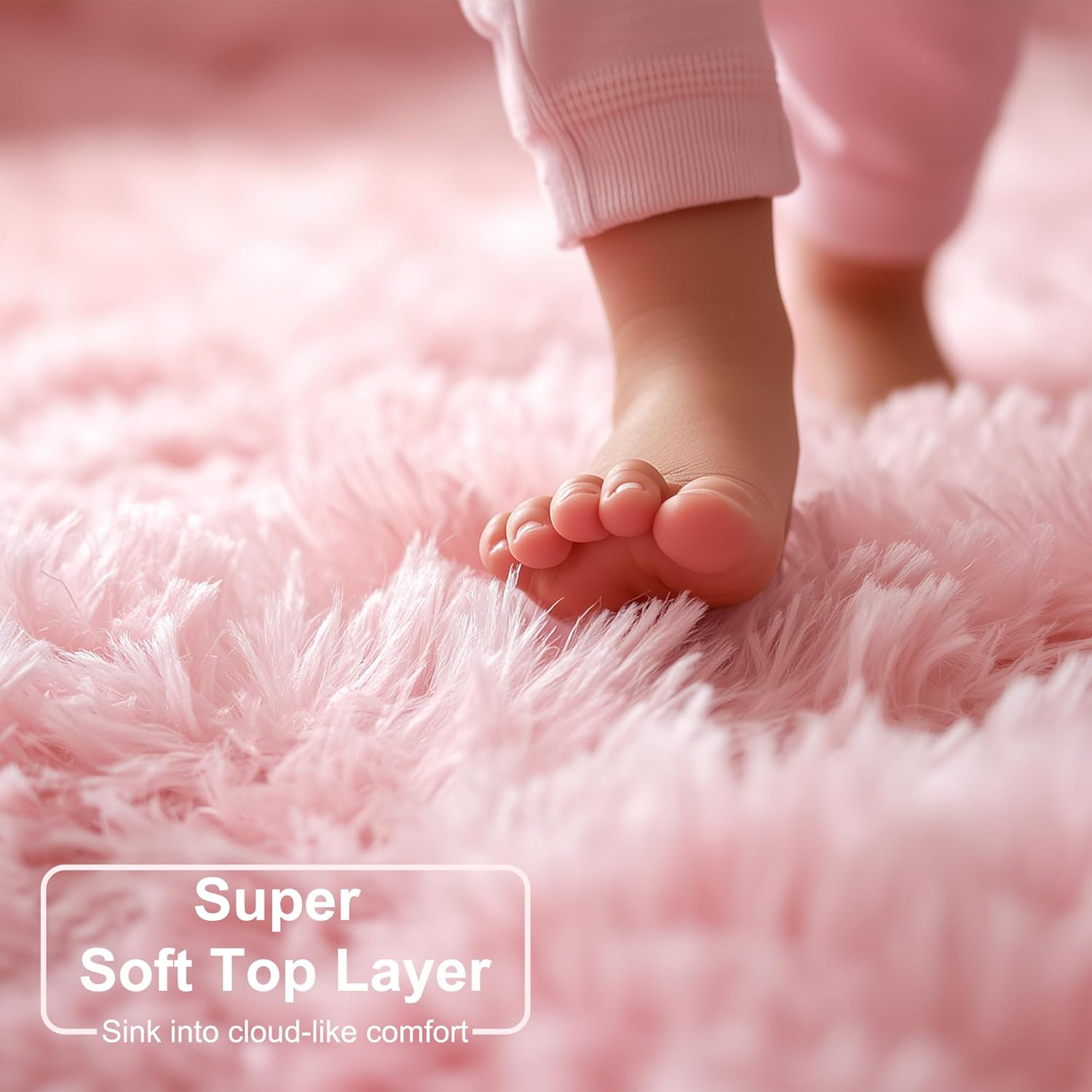 Pink Circle round Fluffy Area Rug 4Ft for Girls Bedroom Kids Room | Fuzzy Shag Plush Furry Carpet, Nursery Classroom Dorm Office Playroom Decor, Cute Princess Aesthetic, Baby Toddler Corner