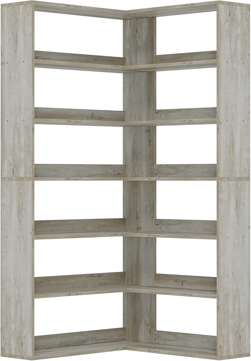 Bookshelves 6 Tiers with Baffles Industrial Large Corner Etagere Bookcase Storage Display Rack for Living Room Home Office