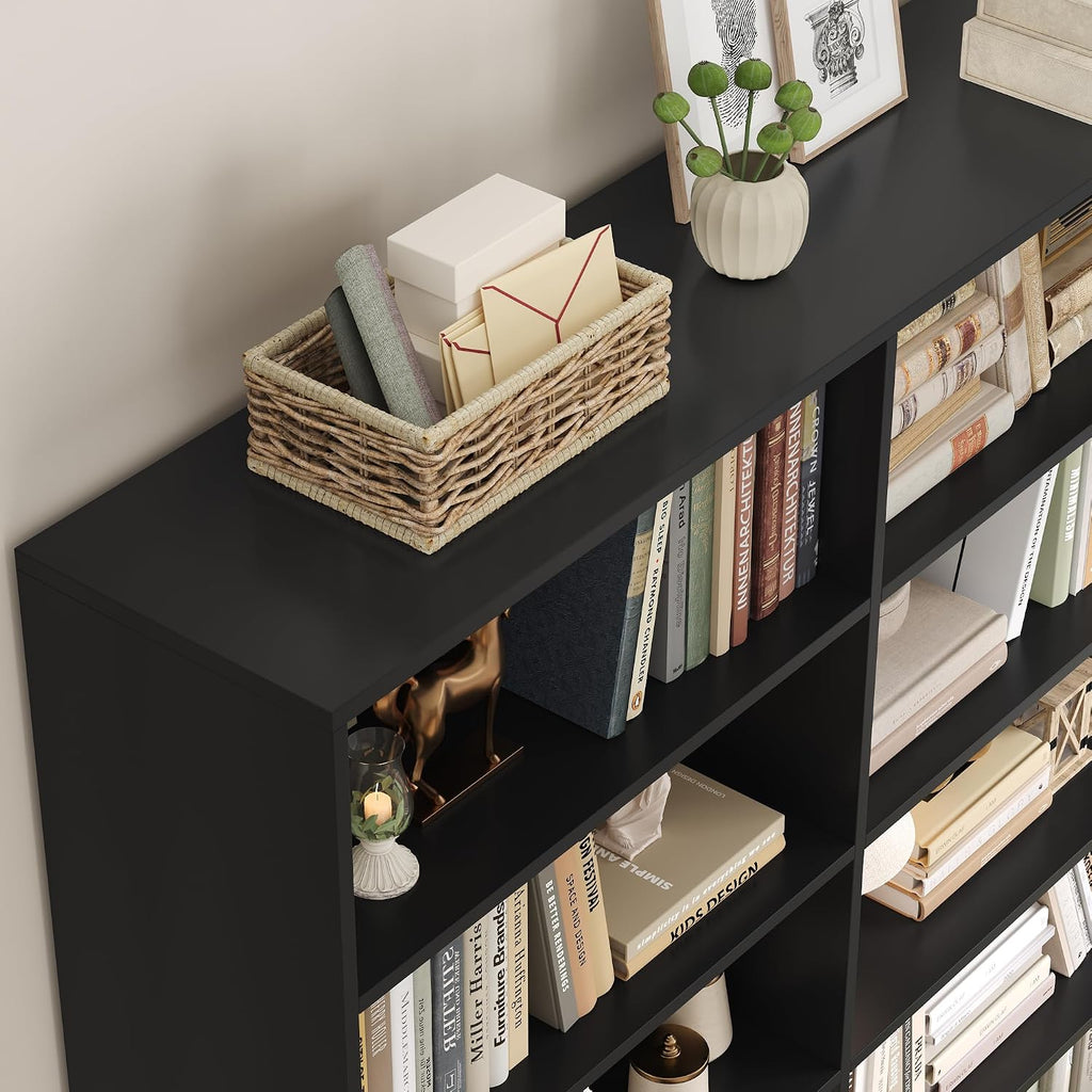 83.7" Tall Bookshelf and Bookcase,7-Tier Double Bookshelves Black | Modern Large Bookshelf with 14 Open Display Shelves, Tall Bookcase and Wide Book Shelves, for Home Office, Study, Living Room