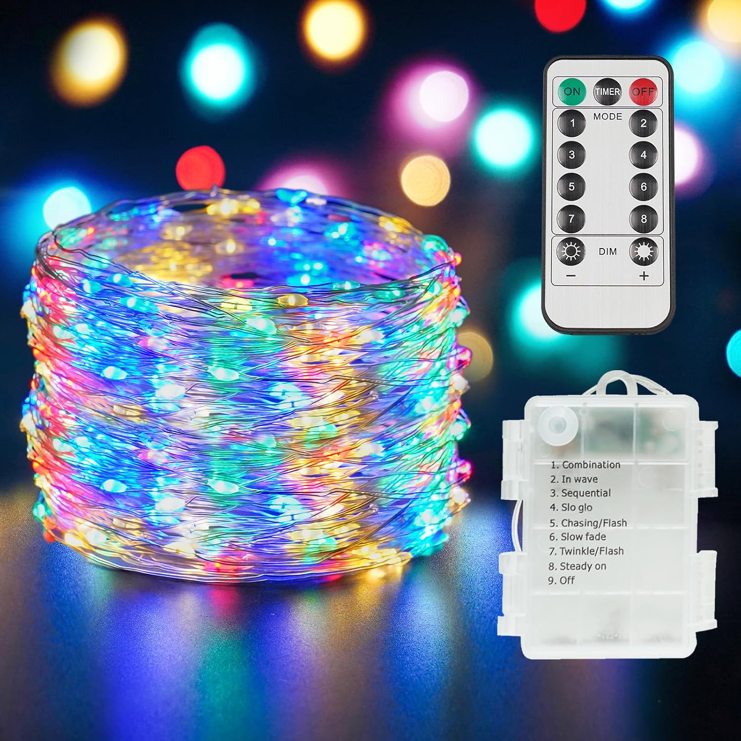 Fairy Lights | 33ft 100 LED. INDOOR/OUTDOOR Use. Includes remote