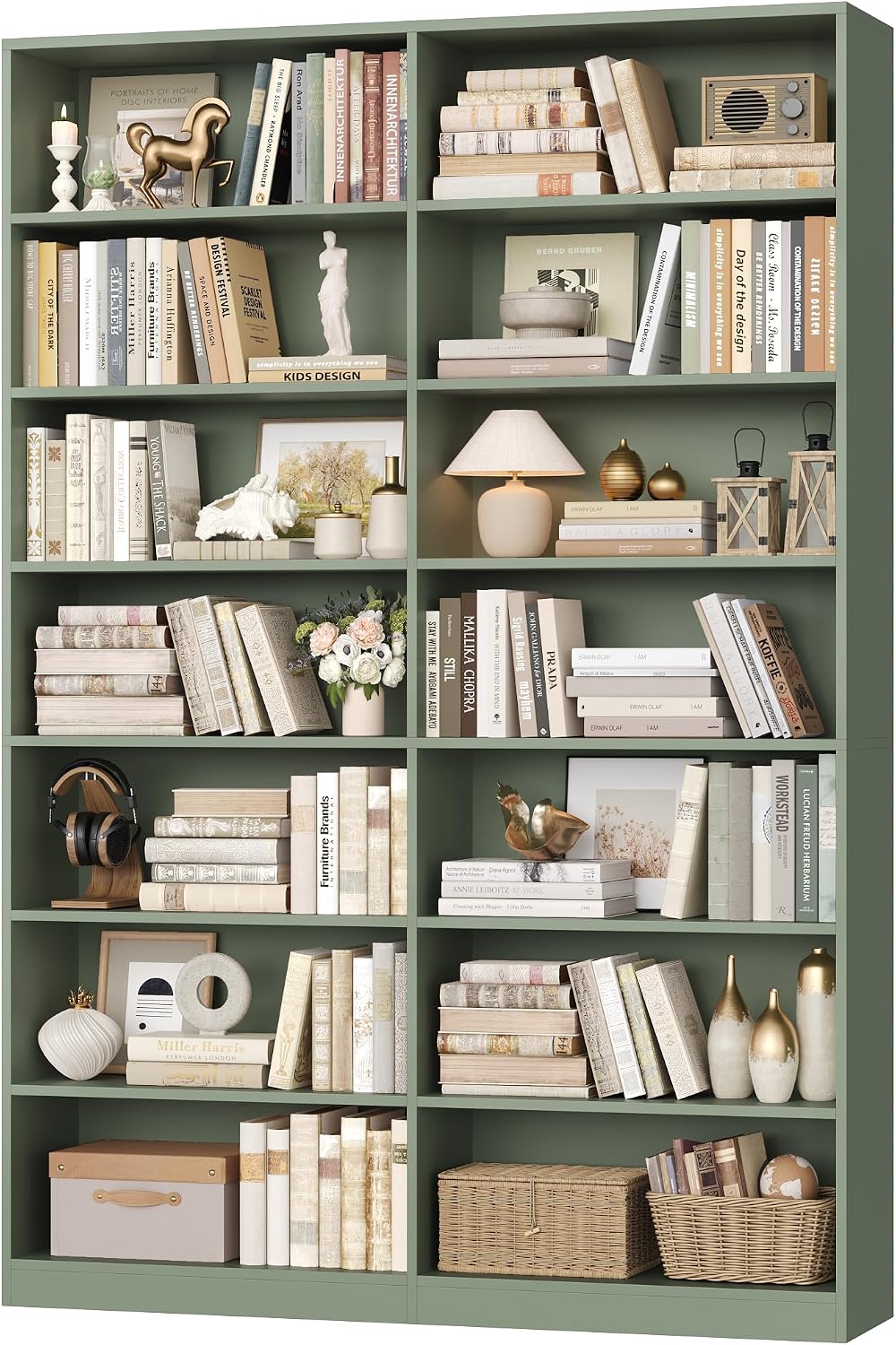 83.7" Tall Bookshelf and Bookcase,7-Tier Double Bookshelves Black | Modern Large Bookshelf with 14 Open Display Shelves, Tall Bookcase and Wide Book Shelves, for Home Office, Study, Living Room