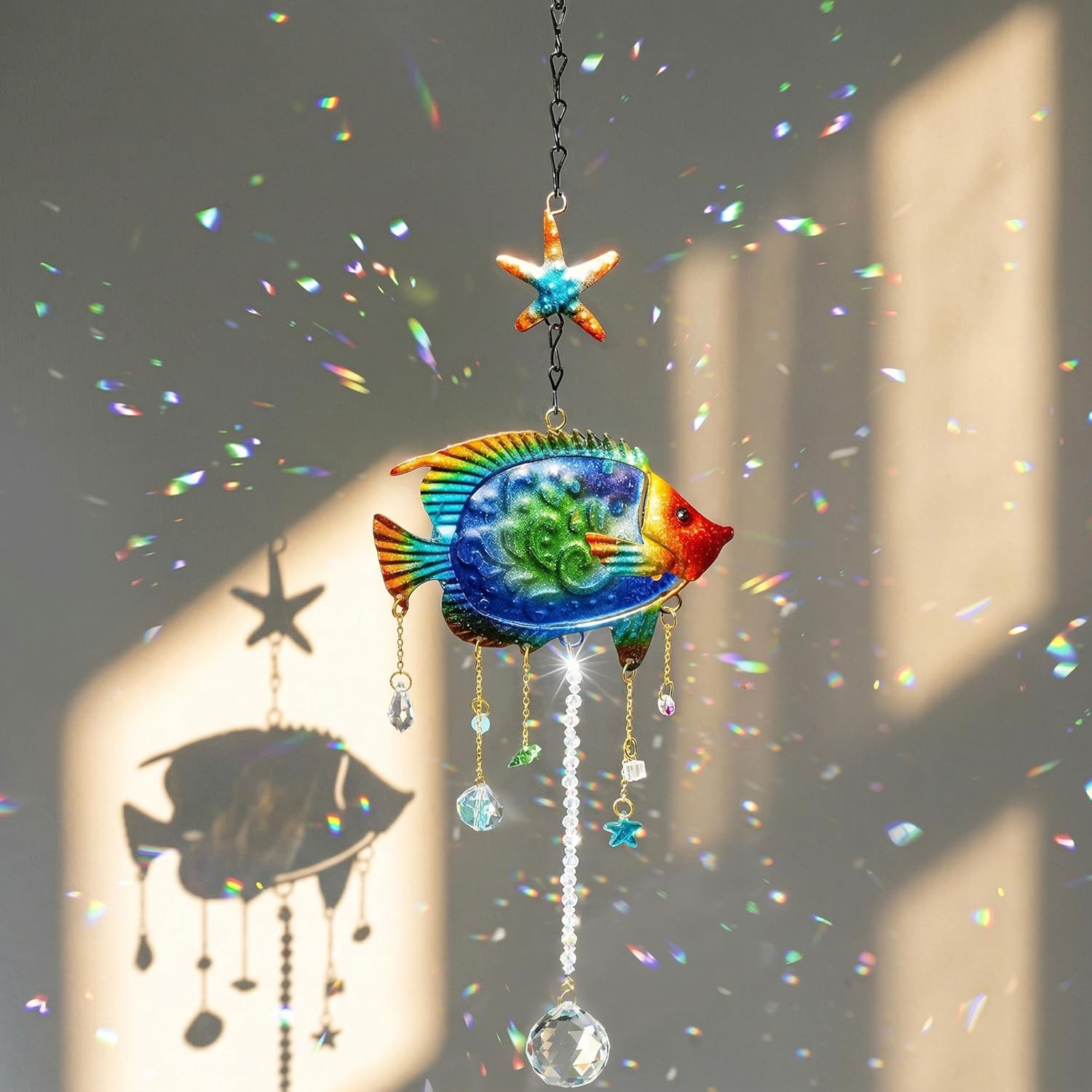 2 Pack Crystal Suncatchers for Window Hanging Rainbow Makers,17Inch | Crystal Prisms Sun Catcher Indoor Window,Retirement Gift,Light Catcher,Whimsical Decor,Witchy Home Decor,Cottagecore Decor