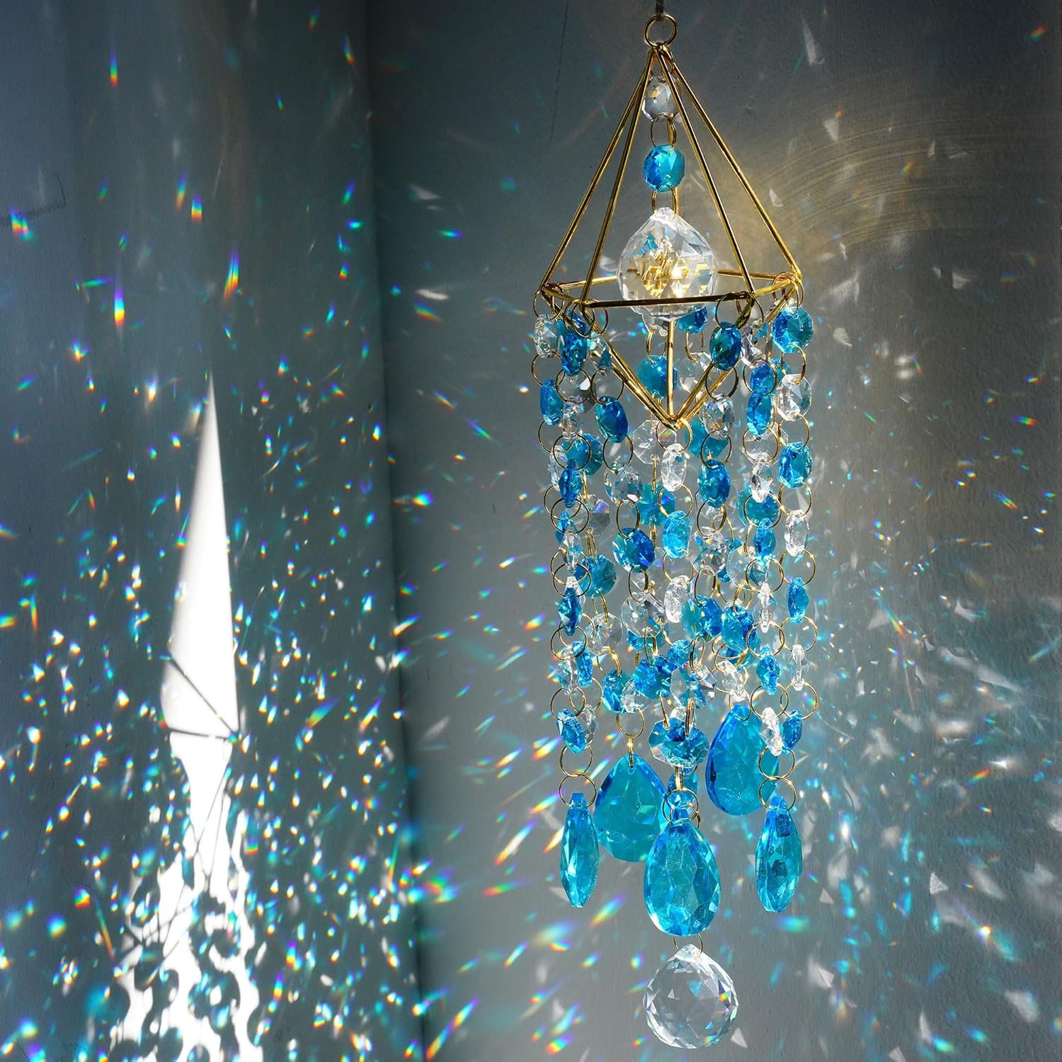 2 Pack Crystal Suncatchers for Window Hanging Rainbow Makers,17Inch | Crystal Prisms Sun Catcher Indoor Window,Retirement Gift,Light Catcher,Whimsical Decor,Witchy Home Decor,Cottagecore Decor