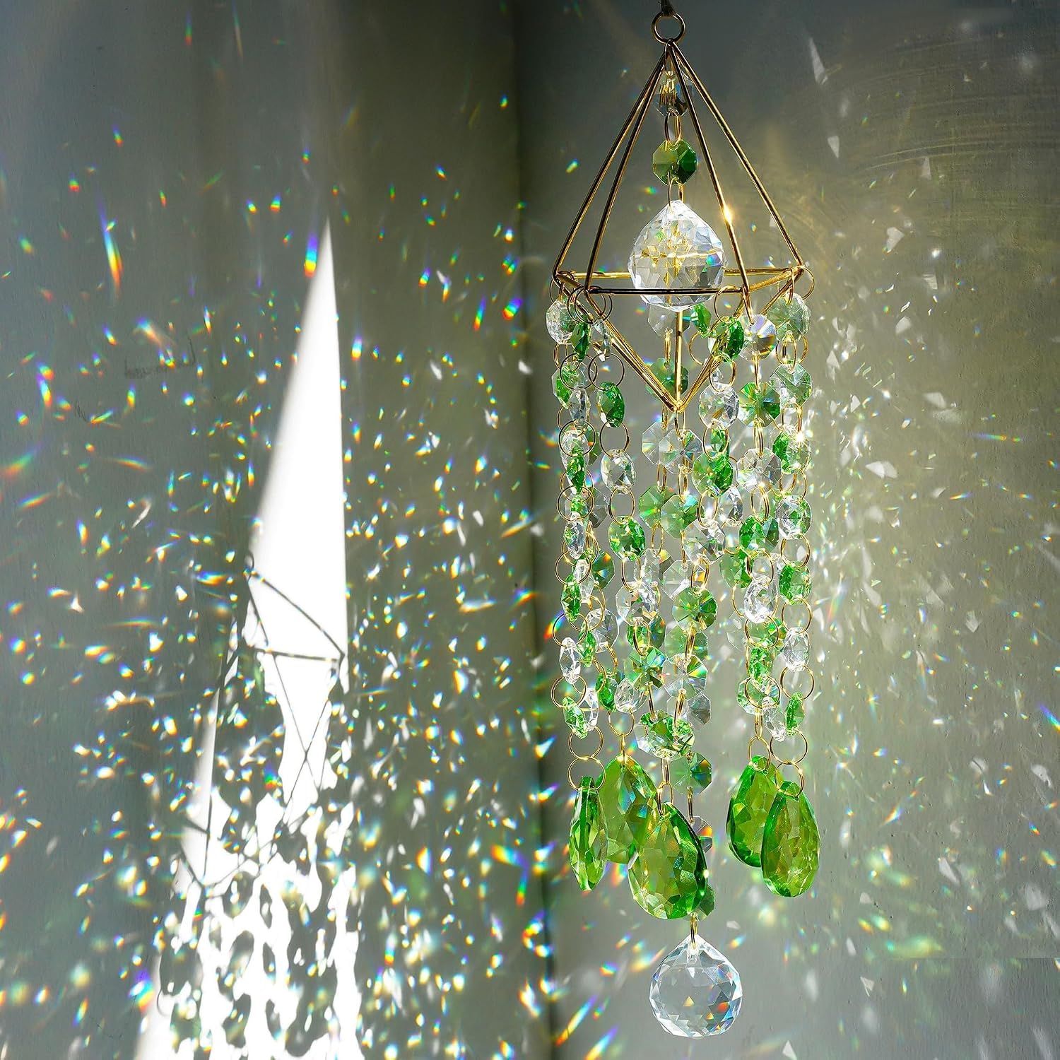 2 Pack Crystal Suncatchers for Window Hanging Rainbow Makers,17Inch | Crystal Prisms Sun Catcher Indoor Window,Retirement Gift,Light Catcher,Whimsical Decor,Witchy Home Decor,Cottagecore Decor