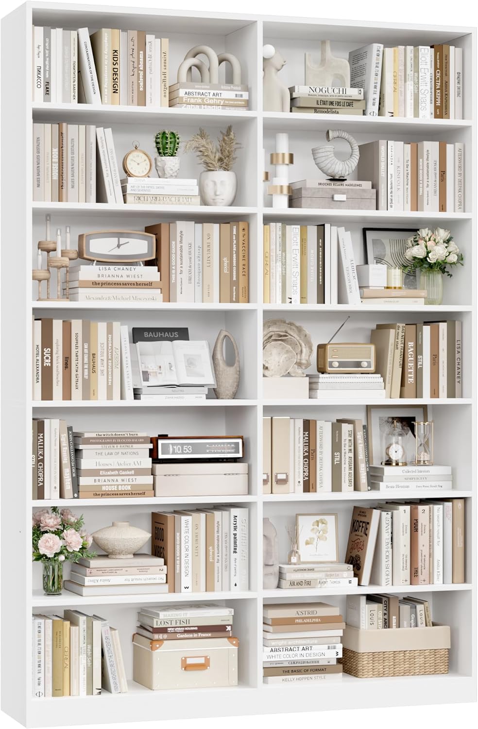 83.7" Tall Bookshelf and Bookcase,7-Tier Double Bookshelves Black | Modern Large Bookshelf with 14 Open Display Shelves, Tall Bookcase and Wide Book Shelves, for Home Office, Study, Living Room
