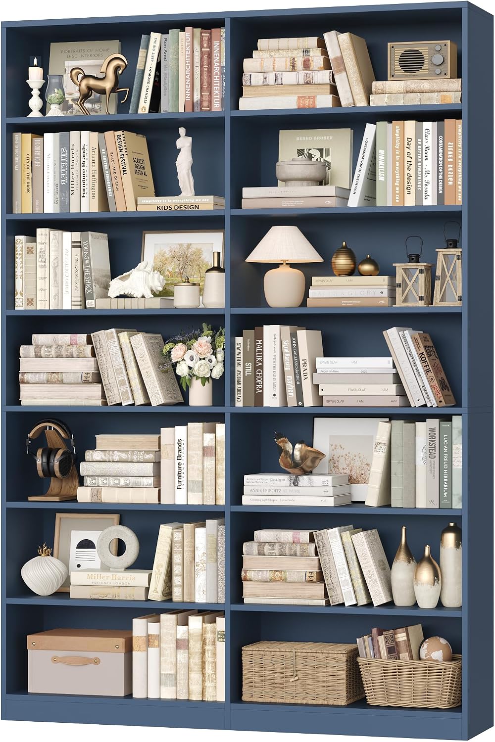 83.7" Tall Bookshelf and Bookcase,7-Tier Double Bookshelves Black | Modern Large Bookshelf with 14 Open Display Shelves, Tall Bookcase and Wide Book Shelves, for Home Office, Study, Living Room