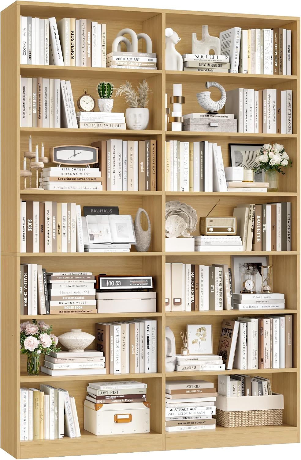 83.7" Tall Bookshelf and Bookcase,7-Tier Double Bookshelves Black | Modern Large Bookshelf with 14 Open Display Shelves, Tall Bookcase and Wide Book Shelves, for Home Office, Study, Living Room