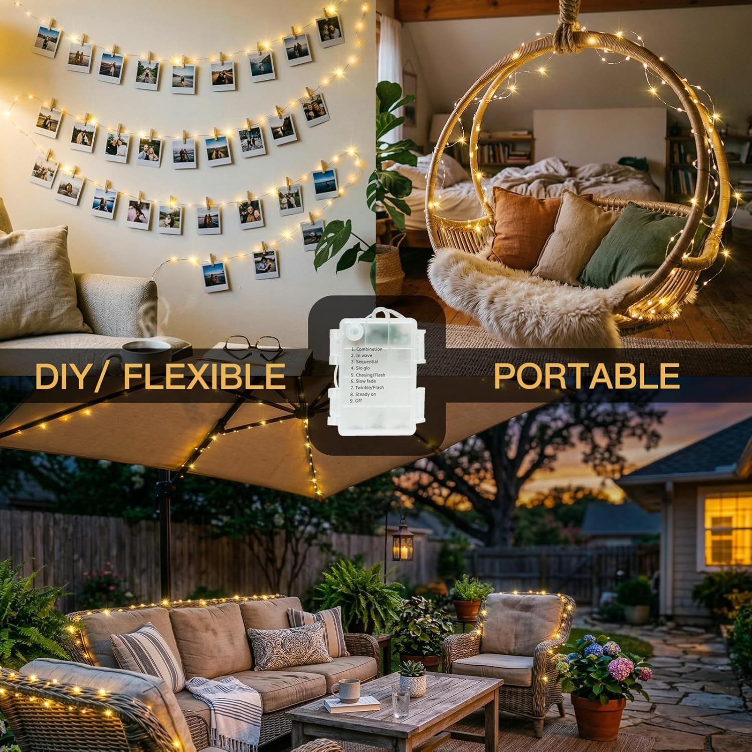 Fairy Lights | 33ft 100 LED. INDOOR/OUTDOOR Use. Includes remote