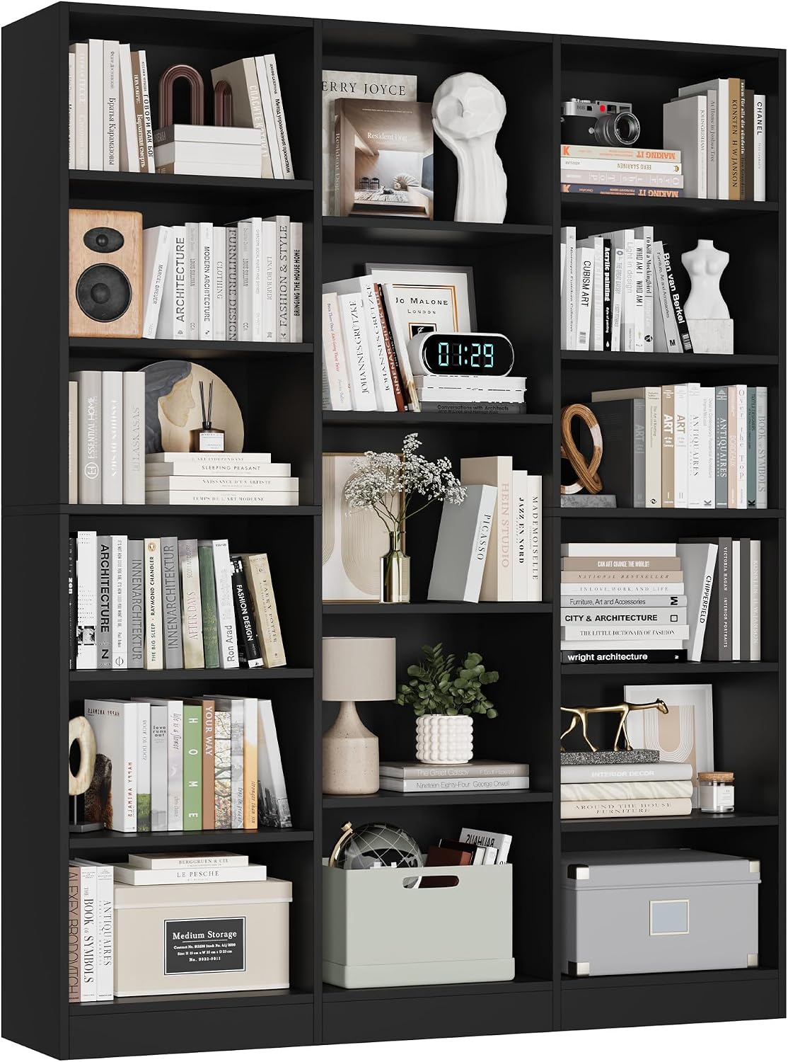 Triple Wide Bookshelf, Large Bookshelf with 17 Display Shelves | 74'' Tall Bookcases and Bookshelves, 58.7'' Extra Wide Book Shelves, 5/6 Tier Shelves for Living Room, Office, Library, Green