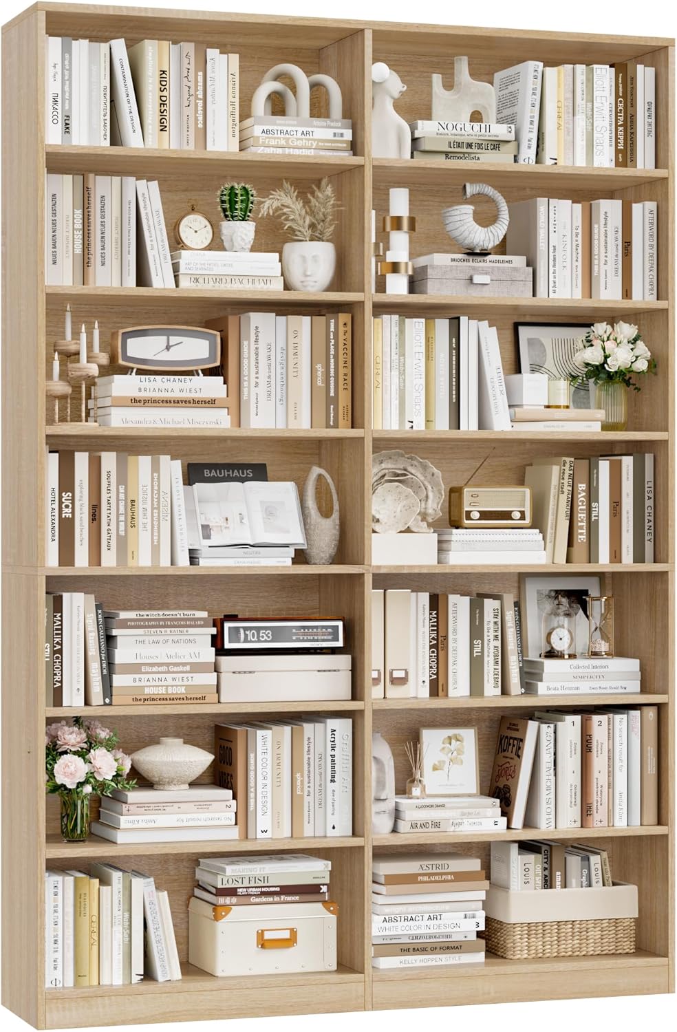 83.7" Tall Bookshelf and Bookcase,7-Tier Double Bookshelves Black | Modern Large Bookshelf with 14 Open Display Shelves, Tall Bookcase and Wide Book Shelves, for Home Office, Study, Living Room