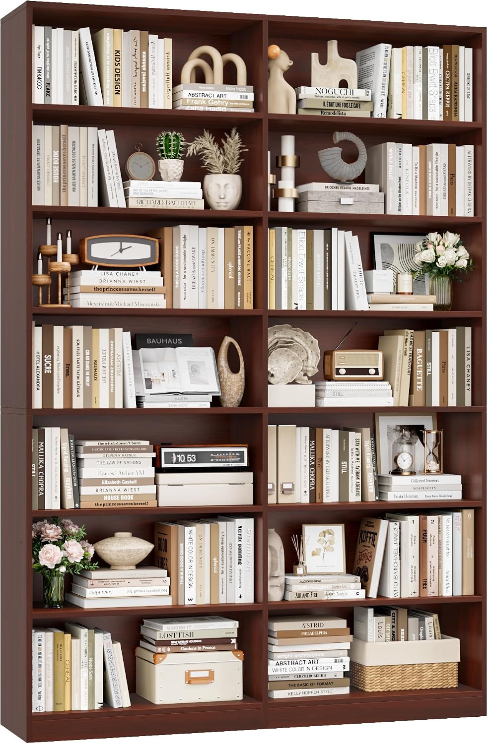 83.7" Tall Bookshelf and Bookcase,7-Tier Double Bookshelves Black | Modern Large Bookshelf with 14 Open Display Shelves, Tall Bookcase and Wide Book Shelves, for Home Office, Study, Living Room