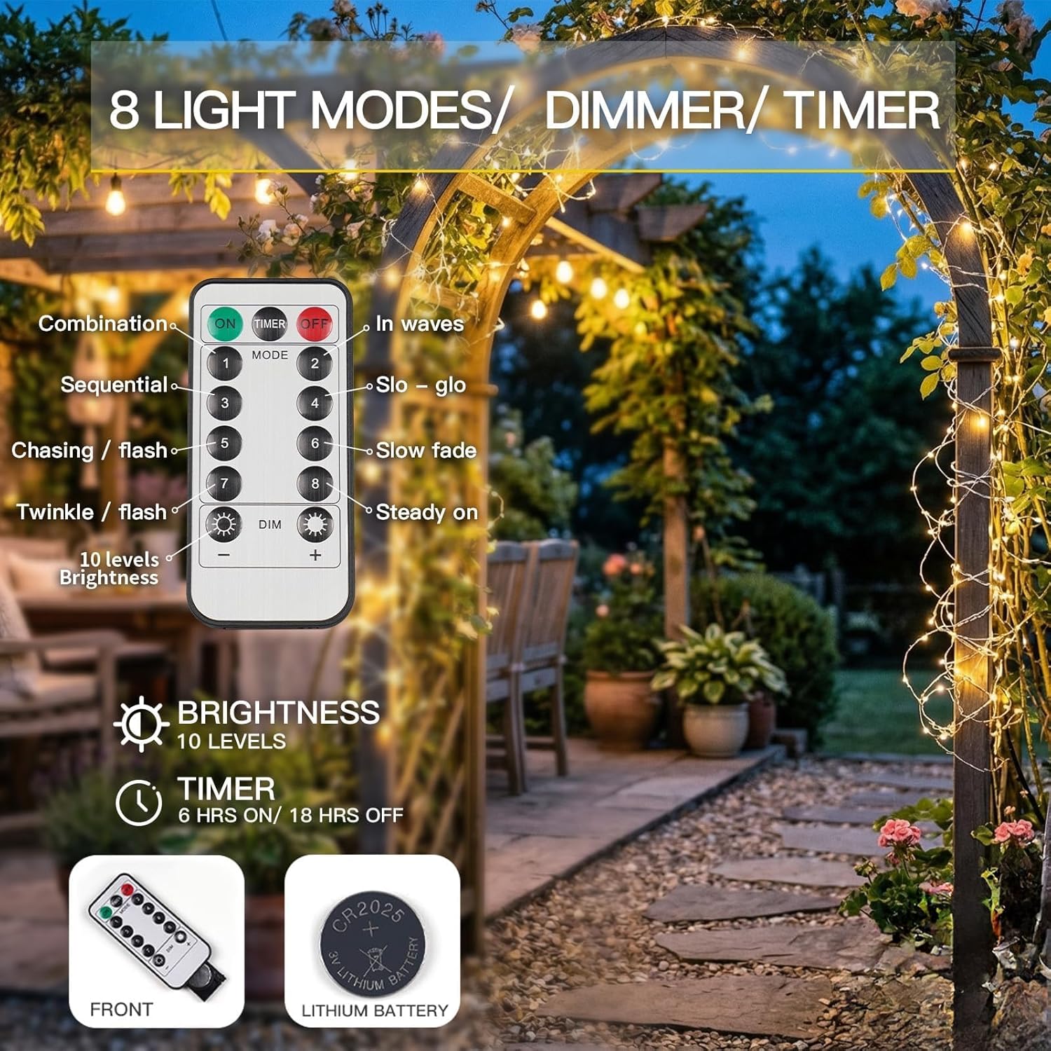 Fairy Lights | 33ft 100 LED. INDOOR/OUTDOOR Use. Includes remote