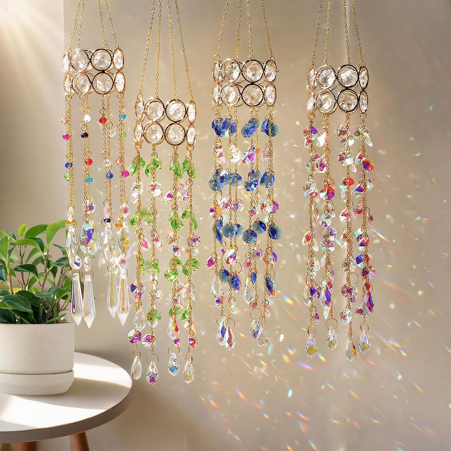2 Pack Crystal Suncatchers for Window Hanging Rainbow Makers,17Inch | Crystal Prisms Sun Catcher Indoor Window,Retirement Gift,Light Catcher,Whimsical Decor,Witchy Home Decor,Cottagecore Decor