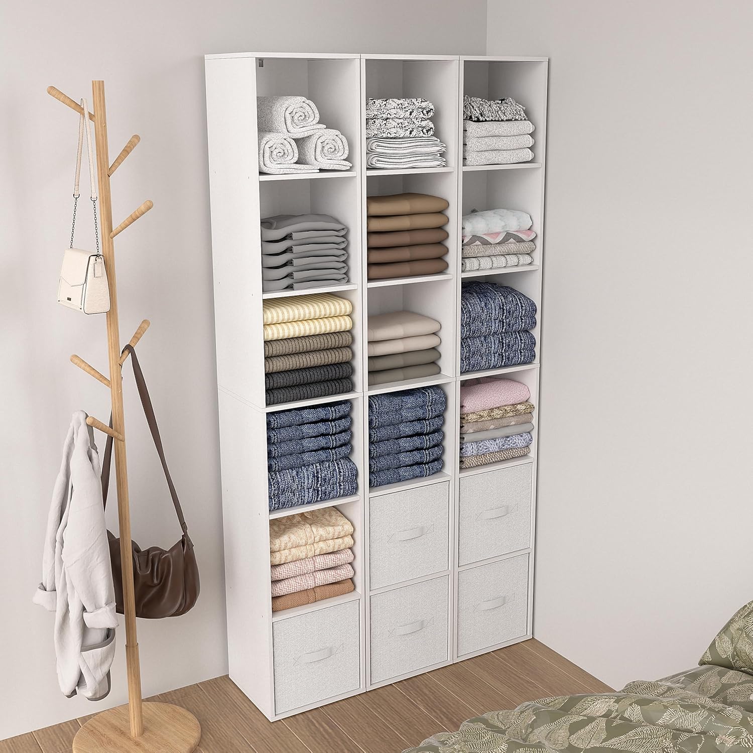 White Cube Shelf, 5 and 6 Cube Storage Organizer, 5 and 6-Tier Freestanding Low Bookshelf, Modern Cube Shelf 