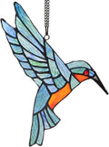 W10049 Hummingbird Tiffany Style Stained Glass Window Hangings Suncatcher with Chain and Suction Cup Hook (7" W X 8" H)