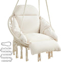SONGMICS Hanging Chair, Hammock Chair with Large, Thick Cushion, Boho Swing Chair for Bedroom, Patio, Balcony, Garden, Holds up to 264 Lb, Accessories Included, Cream White UGDC042M01 | Hammock Chair with Large, Thick Cushion, Boho Swing Chair for Bedroom, Patio, Balcony, Cream White UGDC042M01