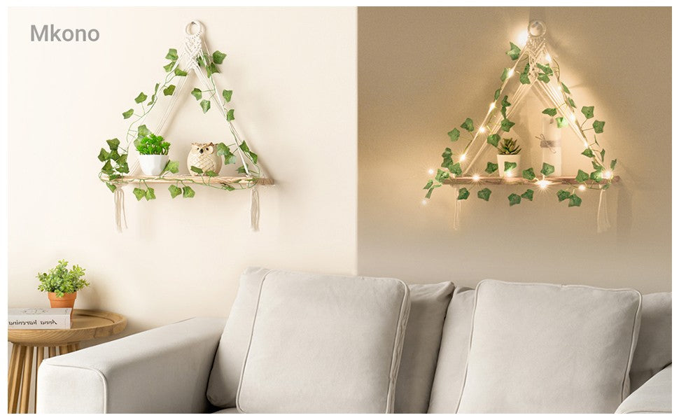 Ono Artificial Ivy Re Hanging Shees with Lights Set of 2 Boho