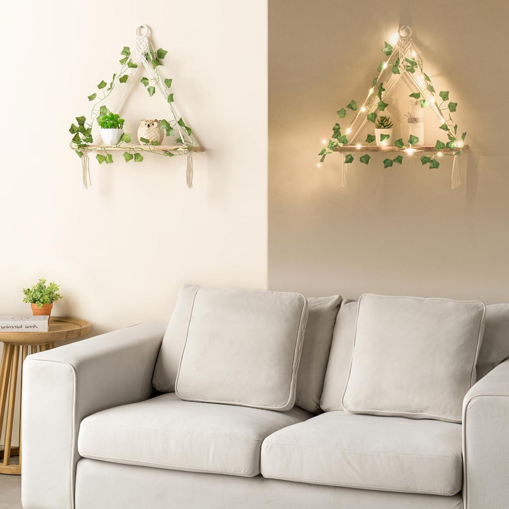 Ono Artificial Ivy Re Hanging Shees with Lights Set of 2 Boho