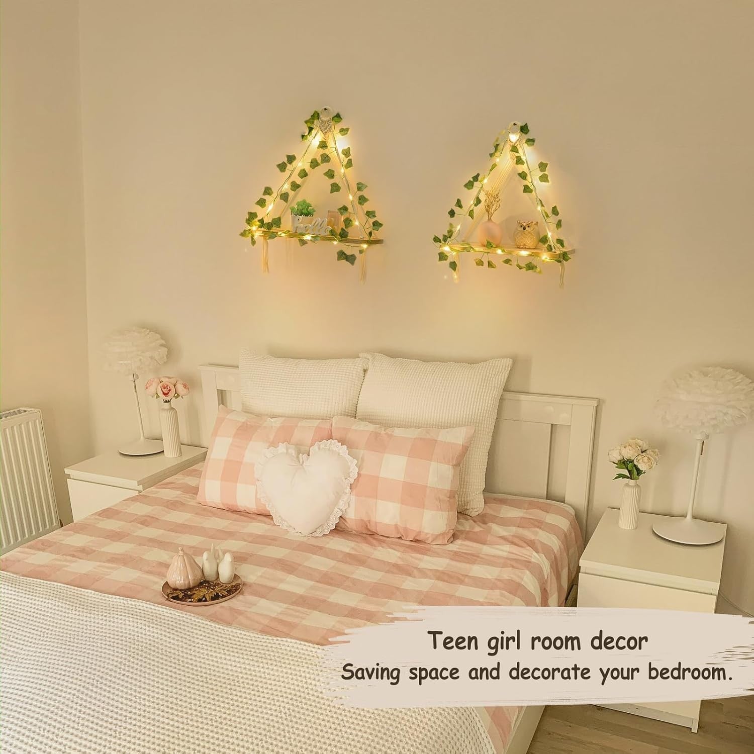Ono Artificial Ivy Re Hanging Shees with Lights Set of 2 Boho